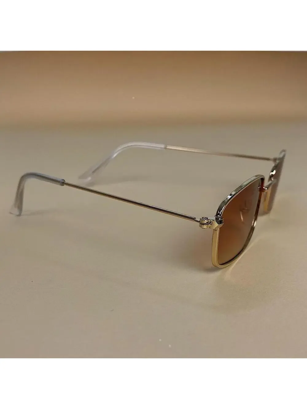 Y2k 2000s vintage brown and gold unique slim style silver mirror lense